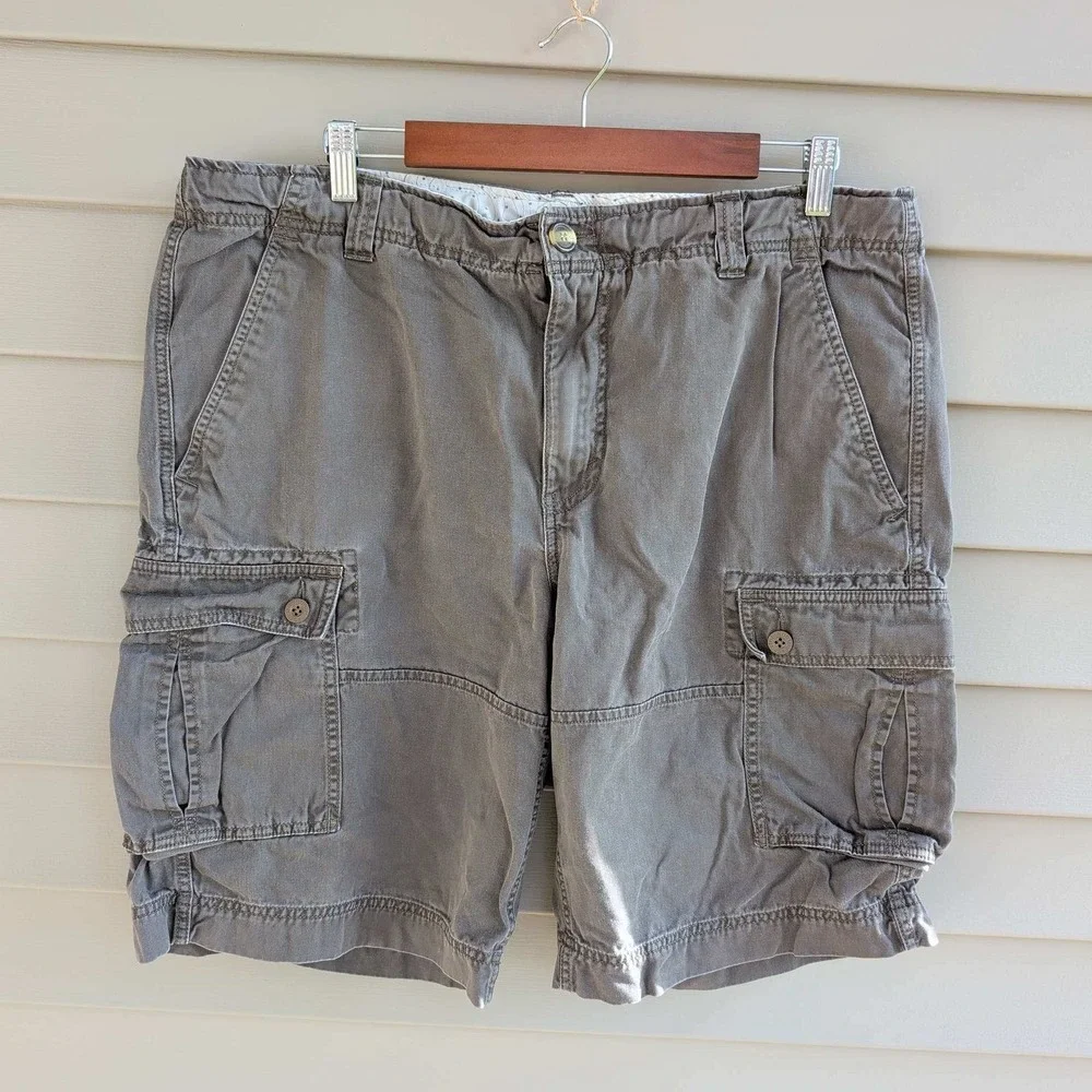 The North Face Cargo Shorts Mens 38 Grey Brown Cotton Hiking Outdoor Utility